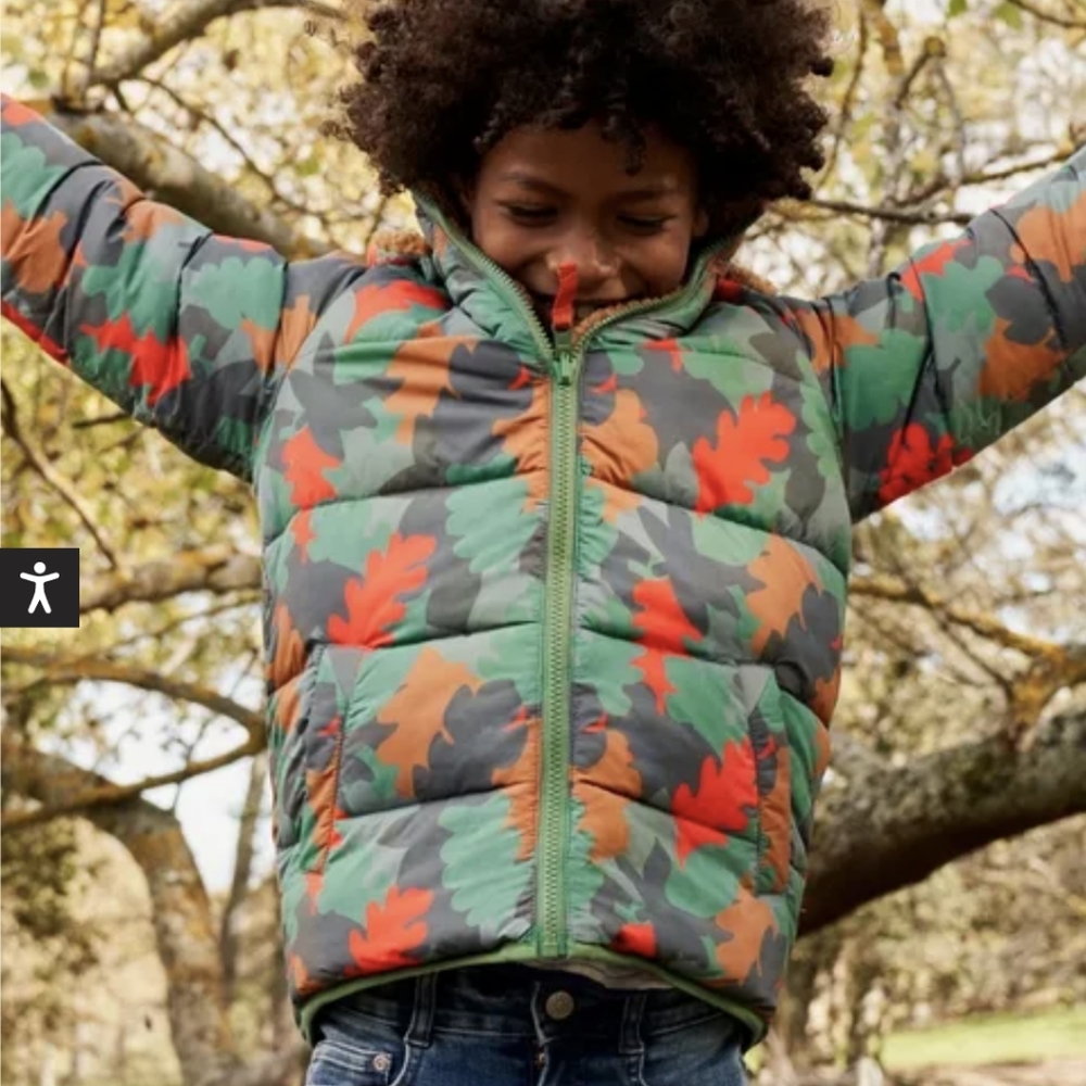 🆕 Boden reversible Autumn leaf teddy puffy jacket